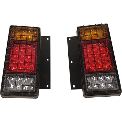 2pcs 12V 24V Car Truck Trailer Universal with Iron Mesh LED Tail Light Emergency Light Rear Brake Light Turn Signal Light