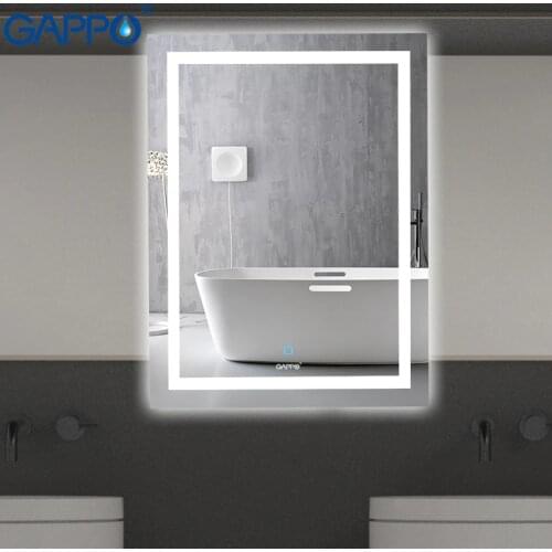 Gappo Bath Mirrors wall mounted Led Round cosmetic mirror square Led bathroom make up touch switch mirror light adjustable