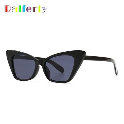 Ralferty Vintage Womens Sunglasses Retro Cat Eye Glasses Brand Designer 2021 Black UV400 Shades for Women oculos feminino C244
