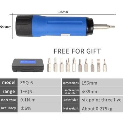 ZSQ 6N Mini Preset Torque Screwdriver With 10 Pcs Bit Interchangeable Head Torque Wrench High Quality Wrench Hand Tools