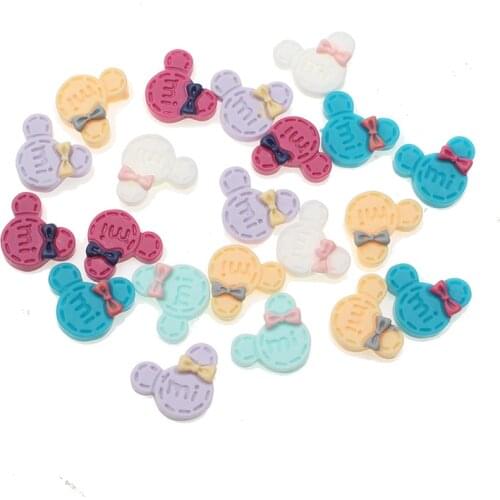 100Pcs Mixed Resin Mouse With Bow Decoration Crafts Kawaii Bead Flatback Cabochon Fridge Magnet Scrapbook DIY Accessories