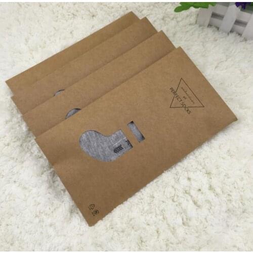 1000Pcs/Lot 11.8x22cm Brown Kraft Paper Garment Clothing Socks Stocking Storage Bag Box Retail Packaging 2 Type SN538