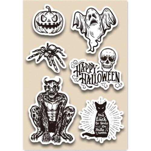 20Pcs11*16CM Halloween Ghosts Transparent Clear Stamp Silicone Stamp/Seal DIY Scrapbooking/Photo Album Stamp Sheets Bulk Deals