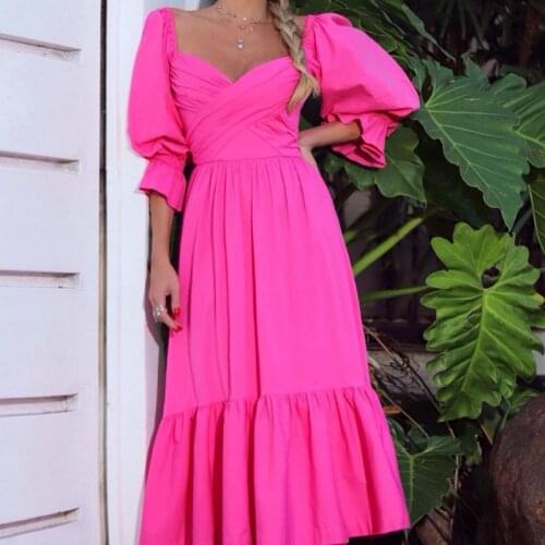 2021 Fashion Strapless Solid Slim Party Dress Women Sexy Off Shoulder Long Dresses Ladies Autumn Lantern Sleeve Backless Dress