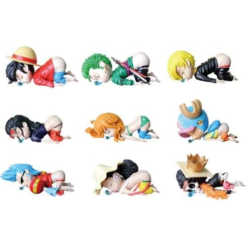 6CM One Piece Anime Figure Monkey·D·Luffy Roronoa Zoro Sanji Version Mini Sleepy Pvc Collection Action Model Figure Toy For Gift