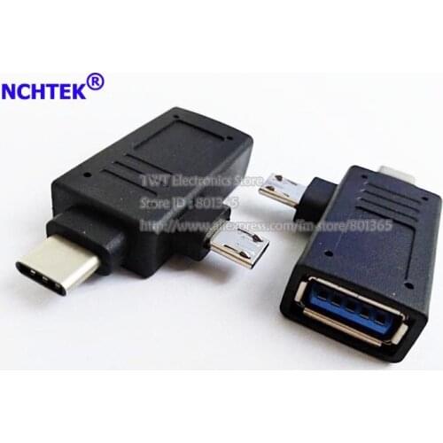 NCHTEK 2 In 1 USB 3.1 Type C + Micro USB Male To USB3 .0 Female OTG Adapter Converter/Free shipping/10PCS