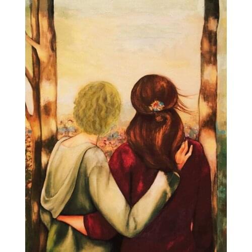 Blonde Mother and daughter "our walk" mothers day gift Diamond Embroidery Full Round 5D Diy Kit Diamond Painting Cross Stitch