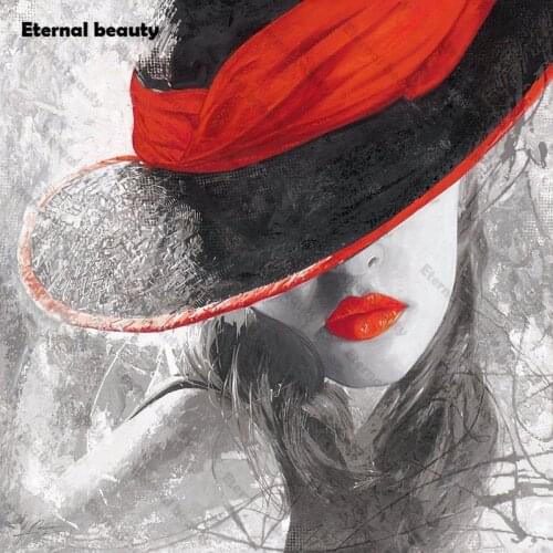 Diamond Painting Red Lips Abstract Woman 5D Diy Full Square/Round Drill Rhinestone Embroidery Cross Stitch Kit Mosaic Home Decor