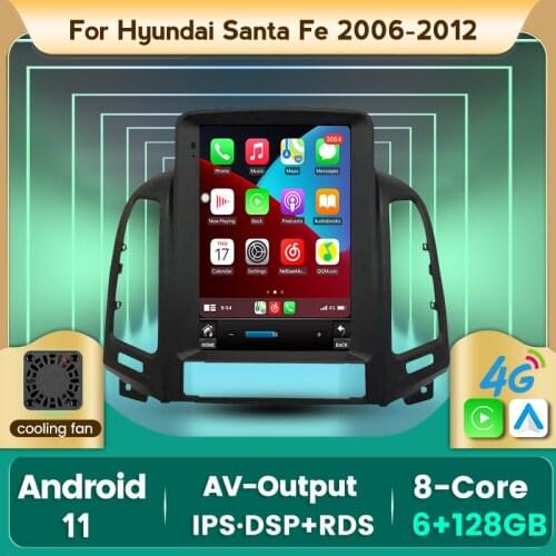 New Android 11 9.7'' Tesla Screen Car Radio Multimedia GPS Player for Hyundai Santa Fe 2 2006-2012 Autoradio Unit Carplay WIFI