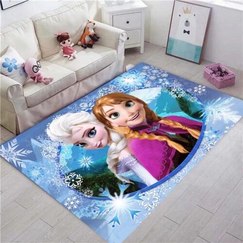 Disney Frozen Princess Crystal Velvet Rug Children Living Room Bedroom Bedside Games Mat Non-slip Mat Home Decoration Door Mats
