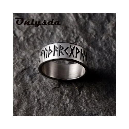 Freeshipping Stainless steel Odin Norse Viking Amulet Rune Men Ring Fashion Words Retro Rings Jewelry Party Gift OSR642