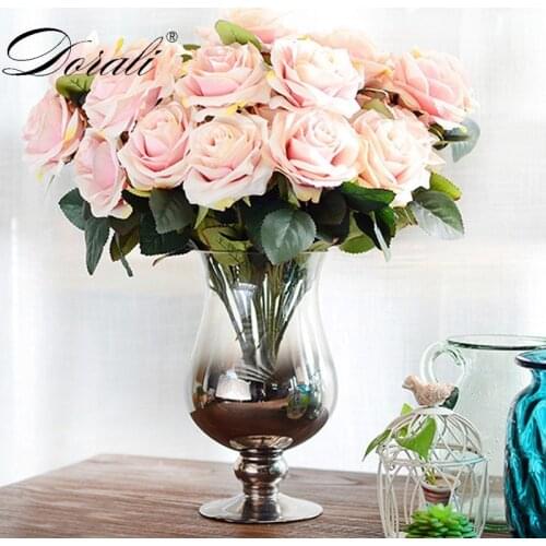 1 Bunch Artificial silk French Rose Floral Bouquet Fake Flower Arrange Table Daisy Wedding Flowers Decor Party accessory Flores