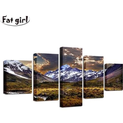 Diy Natural Scenery Diamond Painting Mosaic Embroidery 5D Cross Stitch Snow Mountain Wallpaper Rhinestone Square Round Drill