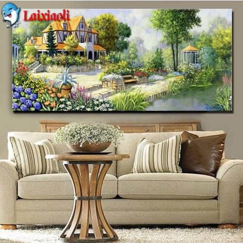 European style villa full square round drill diy 5d diamond painting diamond embroidery mosaic big size scenery wall decor