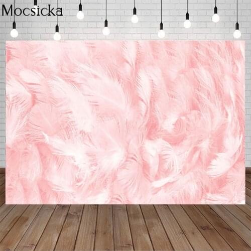 Birthday Backgrounds for Photography Studio Pink Feather Sweet Dream Baby Shower Party Decor Children Backdrop Banner Photocall