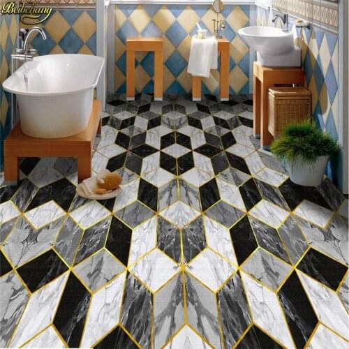 Beibehang Custom Photo Wallpaper 3D Self Adhesive PVC Floor Hotel Hall Art Tile Parquet Stones Toilet 3d Flooring Wall paper