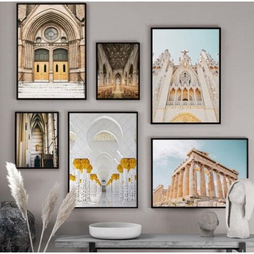 Greece Parthenon Temple Mosque Church Wall Art Canvas Painting Nordic Posters And Prints Wall Pictures For Living Room Decor