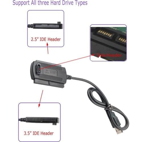 SATA/PATA/IDE To USB 2.0 Adapter Converter Cable For Hard Drive Disk 2.5" 3.5"