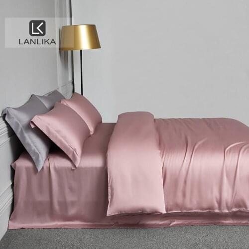 Pink 100% Silk Bedding Set Beauty Skin For You Queen King Quilt Cover Bed Sheet Fitted Home Sheet Bed Pillowcase Sets