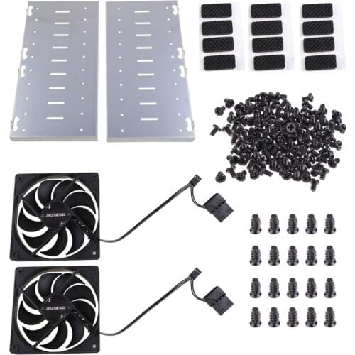 K92C 10 Bays Hard Disk Enclosure Hard Drive Cage Case for 3.5in HDD with 4.72in Cooling Fans SSD Bracket Rustproof Aluminum