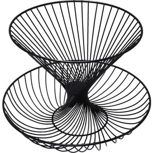 Creative Modern 2-Layers Metal Storage Display Stand Bowl Kitchen Fruit Basket Elegant Home Living Room Decoration