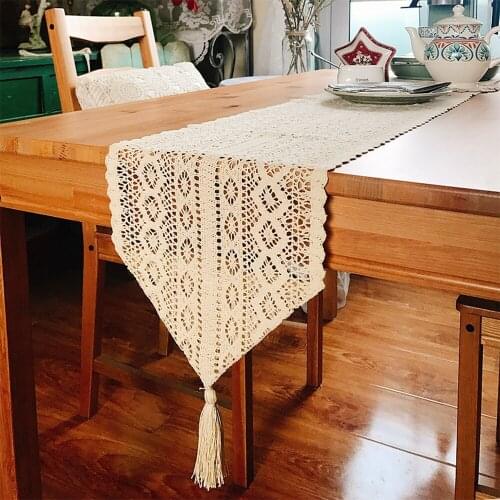 Lace Table Runner TV Cabinet Shoe Cover Cloth Dust Cover Cloth Hand woven Table Blanket Hand Woven Wedding Banquet Decorative
