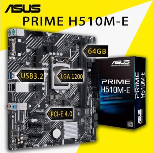 LGA 1200 Asus PRIME H510M-E Motherboard DDR4 3200(OC)MHz 64GB PCI-E 4.0 M.2 SSD VGA Intel H510 Placa-mãe 1200 Support 1220 CPU