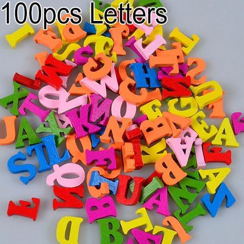 New Arrivals 100Pcs Colorful Letters Numbers Wooden Flatback Embellishments Crafts Tool