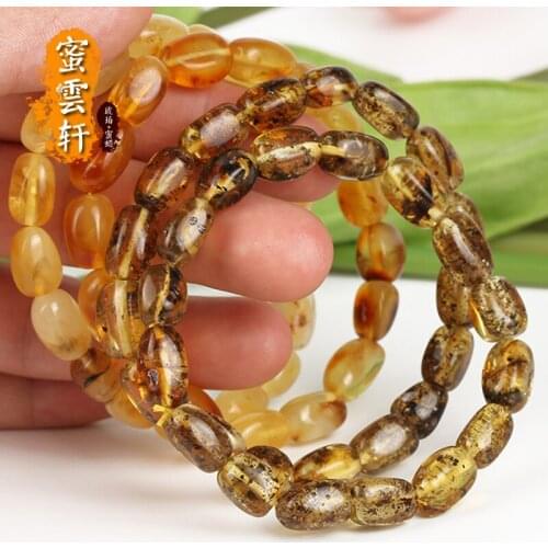 Hand type natural flaws amber beeswax with hand chain amber undressed ore male lady analyzes bracelet with female