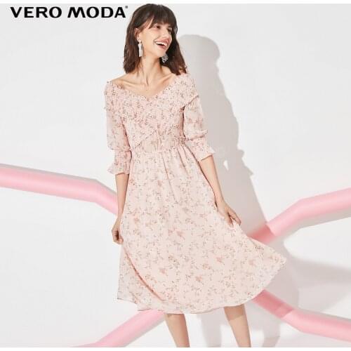 Vero Moda Women Elastic Off-the-shoulder High Waist Floral Dress | 31937C536