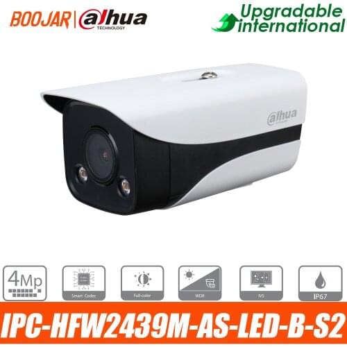 Dahua 4MP POE Full color IP Camera IPC-HFW2439M-AS-LED-B-S2 Built-in warm lights with MIC Bullet Network Camera Fixed-focal