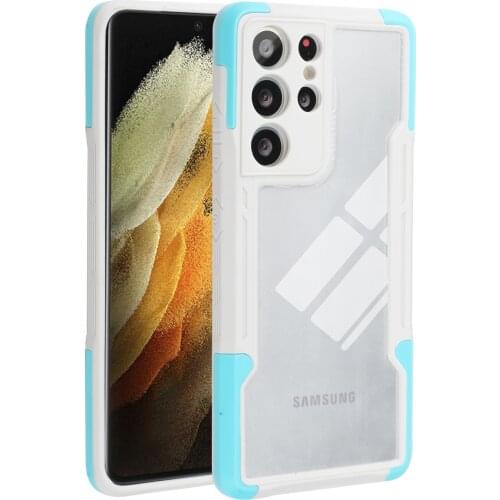 Shockproof Armor Case For Samsung Galaxy S21 Ultra S21 Note 20 Plus Soft TPU Bumper Transparent Acrylic Protective Back Cover