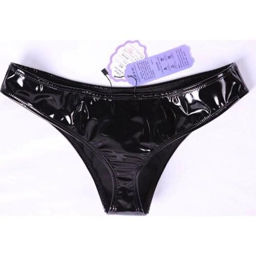 XXL Plus Size Glazed Leather Panties Glitter Latex Solid G String Tangas Women Sexy Bragas Mujer Femme Underwear Lingerie Briefs