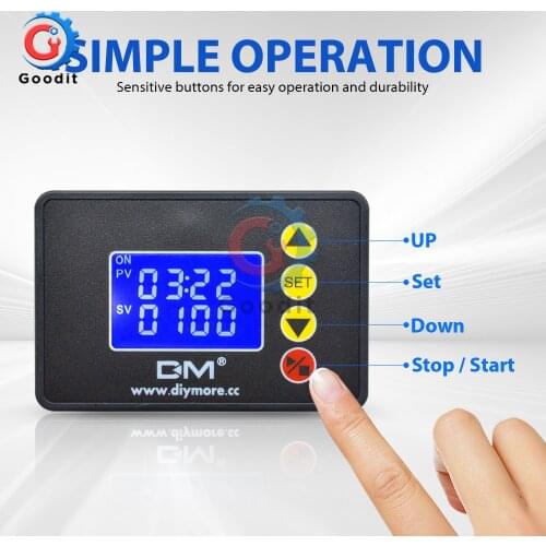 Timer Relay AC 110-220V DC 12V 24V Microcomputer Time Controller Delay Relay Module 1.37'' LCD Display ON-OFF Control 0000-9999S