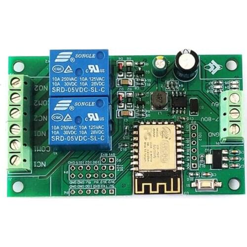 Esp8266 Esp-12F Wifi Relay Module 2Channel 5V/8-80V Network Relay Switch for Arduino Ide Smart Home App Remot Control