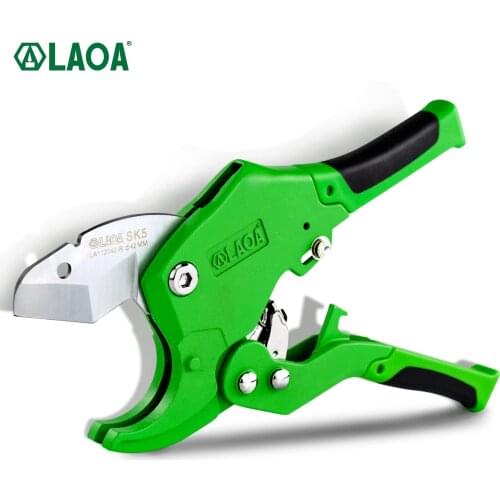 LAOA PVC Pipe Cutter 42mm SK5 Material Aluminum Alloy Body Ratchet Scissors Blade PVC/CPVC/VE/PE House Hand Tools