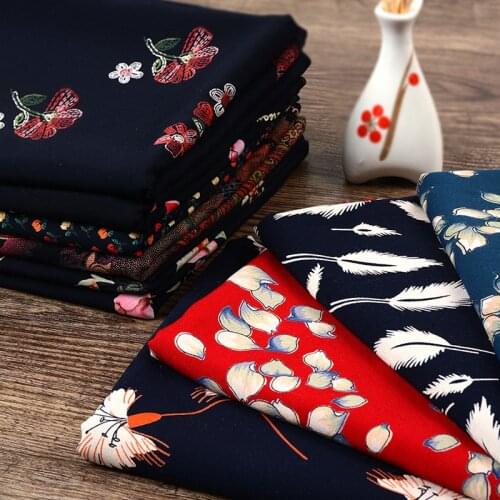 High quality Engraved Cotton Silk Cloth Pajamas Dress Fabric Sewing Brocade By The Meter Floral Plant Printed Stripe Diy black