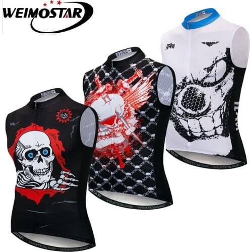 Weimostar Cycling Men Cool Cold Cycling Sleeveless Bicycle Jersey Keep Dry Bike Riding Ciclismo Clothing Tops