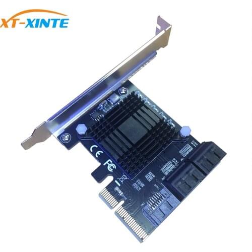 XT-XINTE 5Port SATA 3.0 to PCIe Expansion Card 4X Gen 3 PCI Express SATA Adapter SATA 3 Converter SATA Adapter Cards for HDD SSD