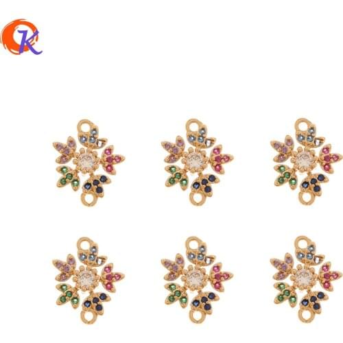 Cordial Design 50Pcs 12*14MM Jewelry Accessories/DIY Making/Hand Made/Flower Shape/Connectors/CZ Charms/Earring Findings