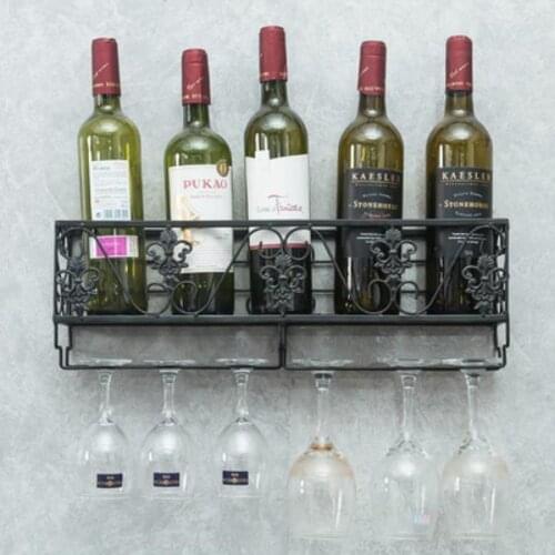Iron Wine Rack Wall Mounted Wine Glass Hanging Holder Goblet Stemware Wine Cabinet Storage Organizer Rack Bar Home Decoration