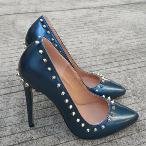 2021 Spring High Heel Pu Material Nail Womens Pointed Party Wedding Shoe For Woman Plus Size Heels 12cm Green Color 32