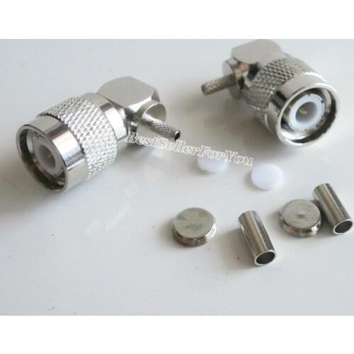 1Pcs Connector TNC Male Crimp 90 Degree For RG174 RG316 LMR100 Cable Right Angle 90 Degree 90 Degree RF Connector
