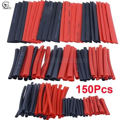 150pcs/Bag Red black heat shrinkable tube various heat shrinkable tube wire and cable insulation sleeve heat shrinkable tube kit