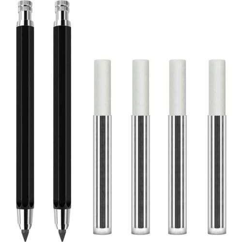 2 Pieces 5.6mm Metal Lead Holder Automatic Mechanical Graphite Pencil for Drawing Shading Crafting Art Sketching