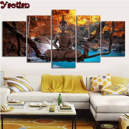 5 Pieces 5D DIY Diamond Embroidery Buddha zen icon Full Kits Needlework Diamond Painting Cross Stitch Mosaic Decor For Home