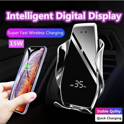 Automatic Clamping 15W Fast Car Wireless Charger For Samsung S20 S10 iPhone 12/11 Pro XS Infrared Sensor Phone Holder cargador