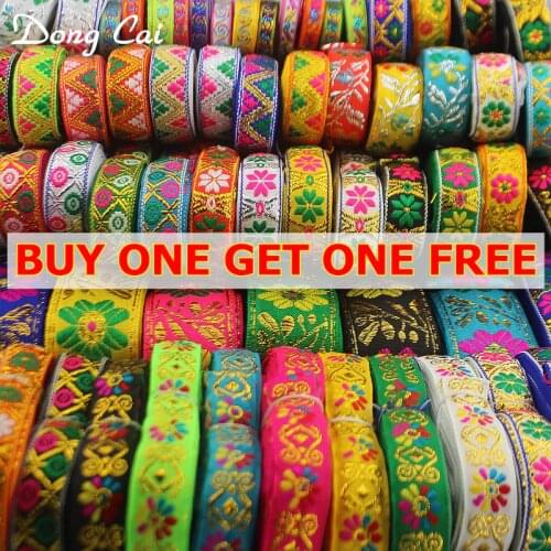 Buy1get1free 7yards/lot india boho DIY gypsy accessory embroidery fabric lace sewing trim jeans dress decoration ribbon webbing