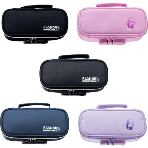 Large Capacity Oxford Pencil Bag Case w/ Password Lock Zipper Pen Storage Pouch