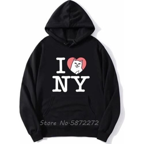 Black Hoodie Nwot Cat New York Urban For Youth Middle-Age The Old Men Sweatshirt Spring Autumn Hoody Hoodies Streetwear